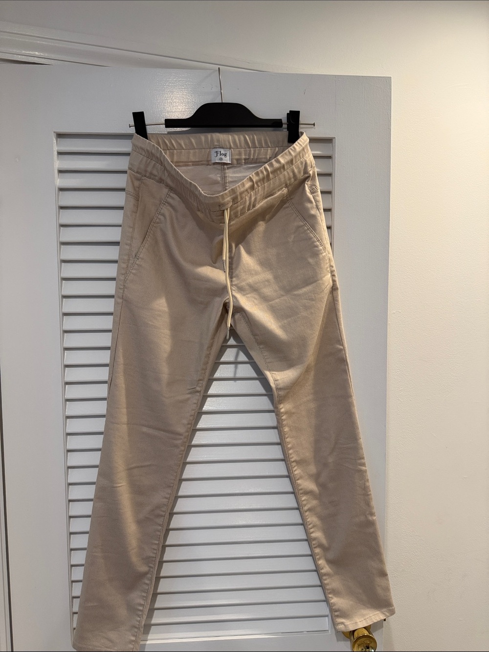BEVY FLOG Beige Straight Leg Drawstring Pants